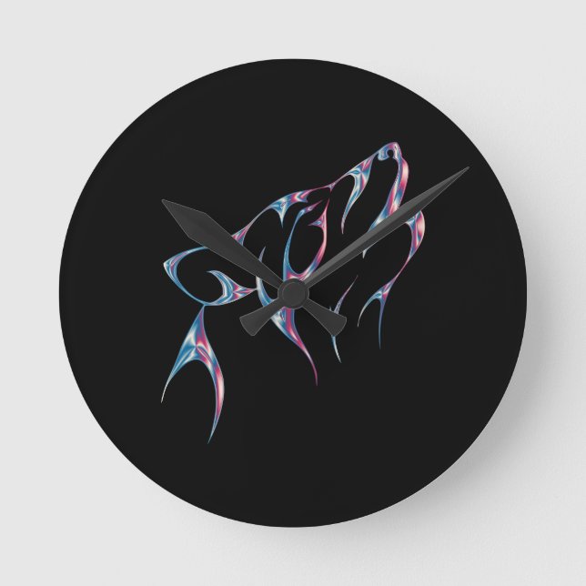 Relógio Redondo Santuário Iridescente Do Lobo-Espírito (Frente)