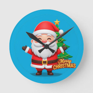 Relógio Redondo Saudação Alegre do Papai Noel