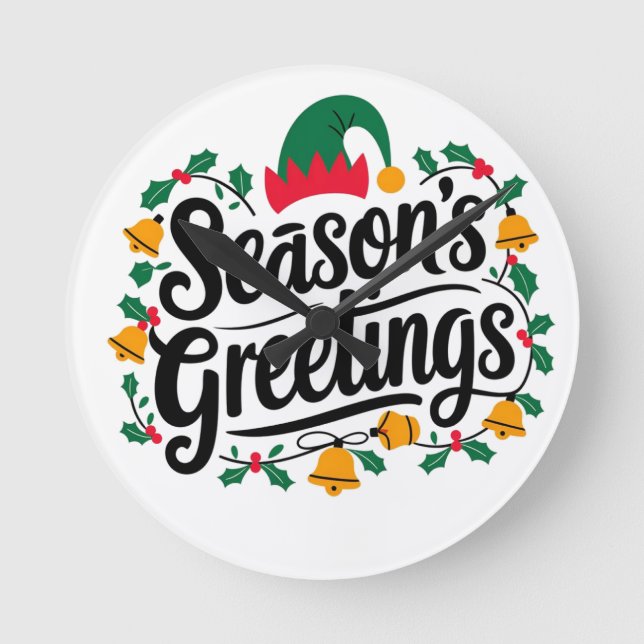 Relógio Redondo Saudações de Natal (Frente)
