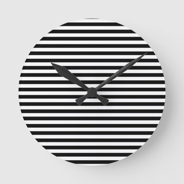 Relógio Redondo Schwarz & Weiß gestreifte (Frente)