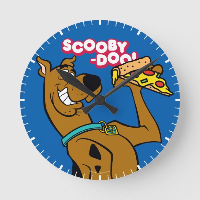Relógio Redondo Scooby Doo Com Pizza Slice (Frente)