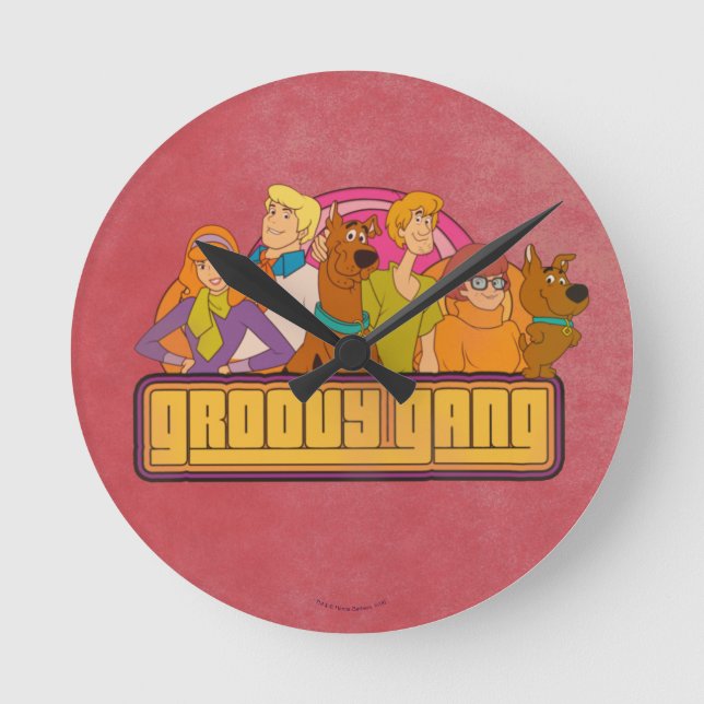 Relógio Redondo Scooby-Doo | "Groovy Gang" - Gráfico de desenho an (Frente)