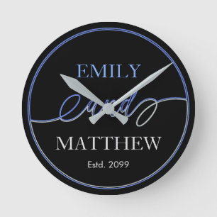 Relógio Redondo Script de rico com Casal Wall Clock