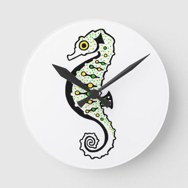 Relógio Redondo SEAHORSE FANTÁSTICA - Sob o mar - Natureza (Frente)