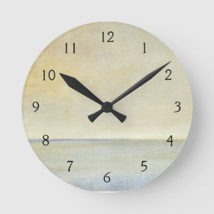 Relógio Redondo Seascape com por do sol alaranjado tranquilo