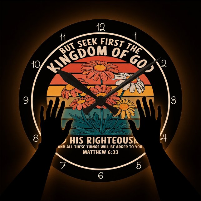Relógio Redondo Seek First The Kingdom Of God Floral Graphic (Criador carregado)