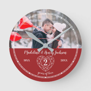 Relógio Redondo Segundo de Garnet - Contorno do Aniversário de Ca