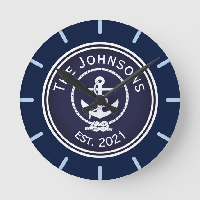 Relógio Redondo Selo Náutico de Âncora   (Frente)