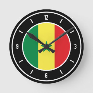 Relógio Redondo Senegal Flag Elegante