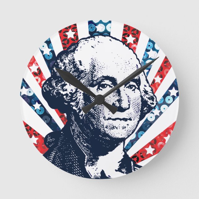 Relógio Redondo sequin george washington (Frente)