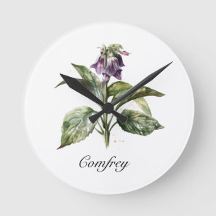 Relógio Redondo Serene Watercolor Comfrey, personalizada