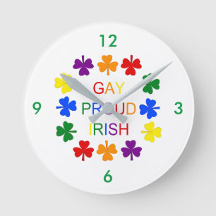 Relógio Redondo Shamrocks irlandeses LGBT Gay orgulhosos