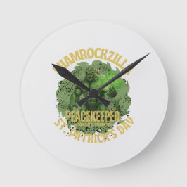 Relógio Redondo Shamrockzilla Pacificador: Dia de São Patrício Kai