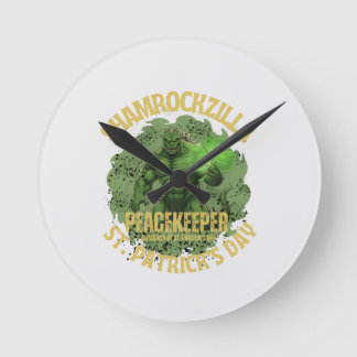 Relógio Redondo Shamrockzilla Pacificador: Dia de São Patrício Kai