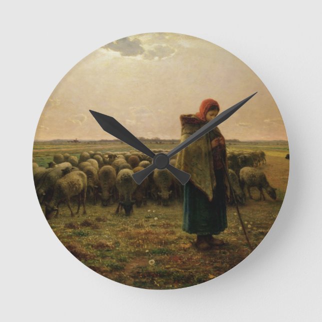 Relógio Redondo Shepherdess com seu Flock, 1863 (Frente)