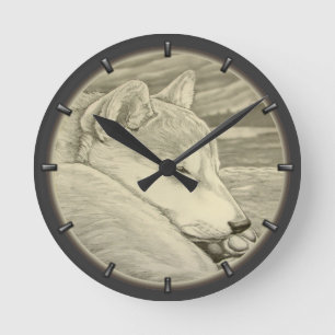 Relógio Redondo Shiba Inu Clock Dons Decor 柴 犬 礼 Wall Clock