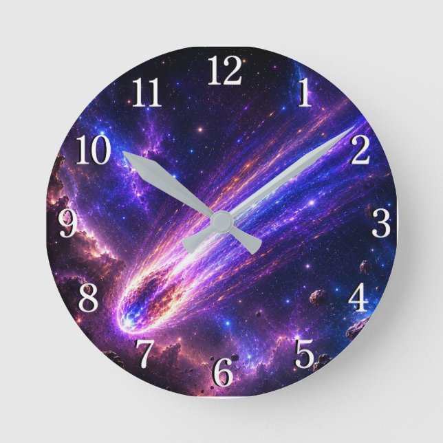 Relógio Redondo Shooting Star Wall Clock — Night Sky Design (Frente)
