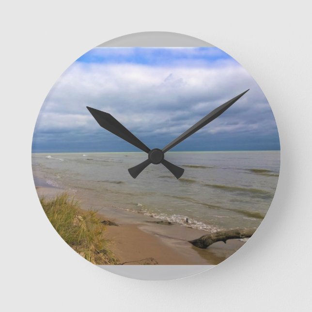 Relógio Redondo Shore do lago Michigan, Sheyboygan, WI (Frente)