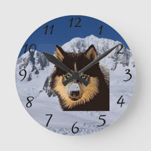 Relógio Redondo Siberian Husky Clock