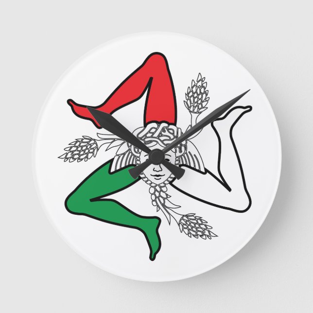 Relógio Redondo Sicilian Trinacria Medusa Design (Frente)