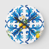 Siciliano,verão,limão,mosaico,azul,cachecol