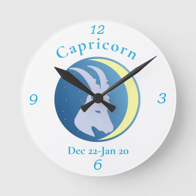 Relógio Redondo Signo de Capricórnio Thunder_Cove (Frente)