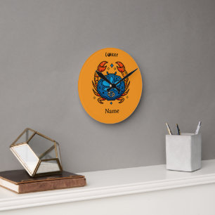 Relógio Redondo Signo Zodiacal Câncer Pop Art - Caranguejo Celesti