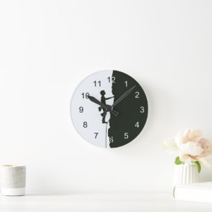 Relógio Redondo Silhueta de Climber de Montanha, Escalada em Rocha