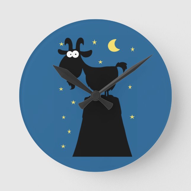 Relógio Redondo Silhuette of Goat on Mountain (Frente)