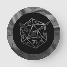 Relógio Redondo Silver D20 Crit | Tabletop Role Player Dice PNP