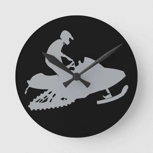 Relógio Redondo Silver Grey Snowmobiler (Frente)