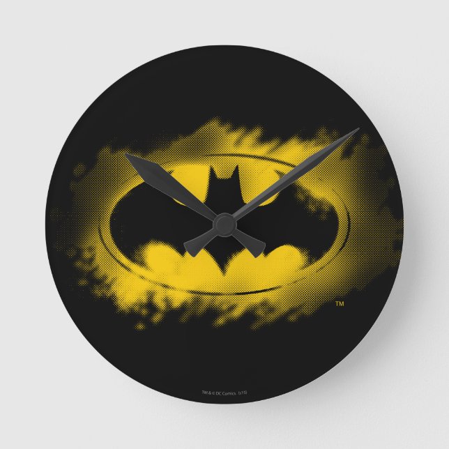 Relógio Redondo Símbolo Batman | Logotipo preto e amarelo (Frente)