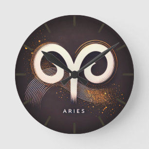 Relógio Redondo Símbolo de Aries Minimalista Moderno