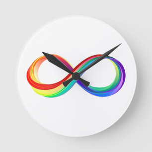 Relógio Redondo Símbolo de Infinidade Arco-Íris em Camadas