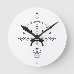 Relógio Redondo Símbolo Tradicional de Tatuagem Amazigue