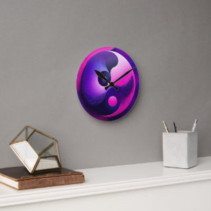 Relógio Redondo Símbolo Yin Yang Colorful do Iluminismo Vibrante