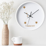 Relógio Redondo Símbolo Zodiac Moderno - Cancer Dourado| Elemento<br><div class="desc">Símbolo Zodiac Moderno - Cancer Dourado| Elemento Água</div>