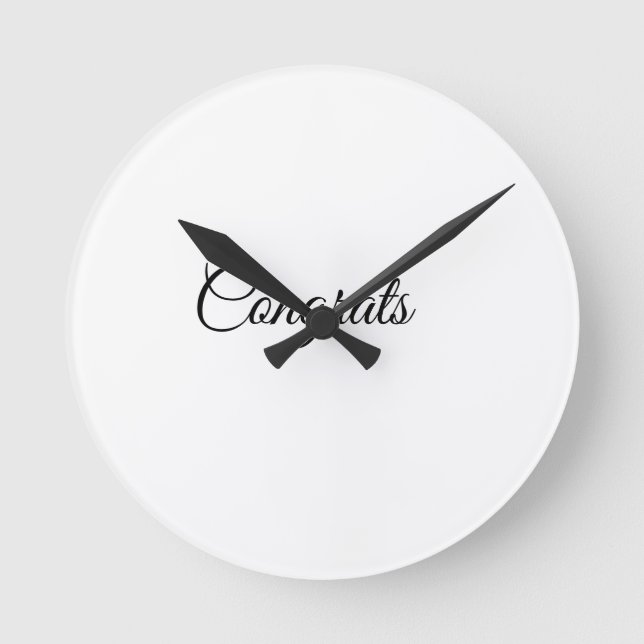 Relógio Redondo Simple minimal congratulations add your text name  (Frente)