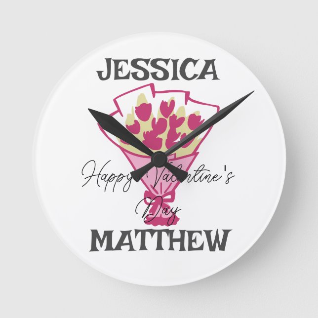 Relógio Redondo simples e elegante namorados, doce para casal (Frente)