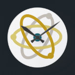 Relógio Redondo Simples Nerd de Química do Atom Science<br><div class="desc">Relógio simples com uma ilustração atômica. As cores são personalizáveis.</div>