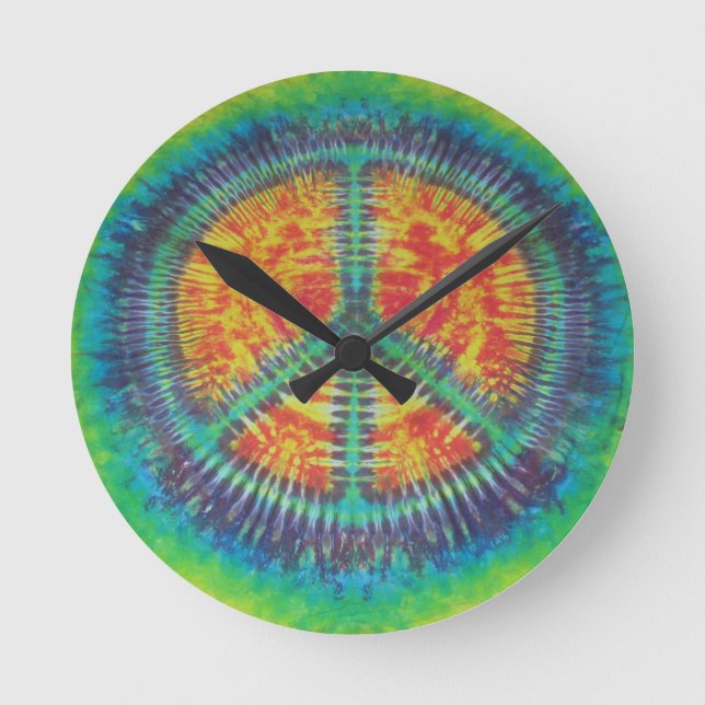 Relógio Redondo Sinal de Paz Tie Dye PhatDyes (Frente)