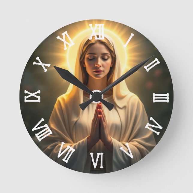 Relógio Redondo Sinceridade Espumante: Virgem Maria Oradora + timi (Frente)