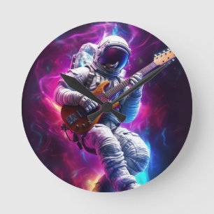 Relógio Redondo Sinfonia do Void   Astronauta Neon Cyberpunk