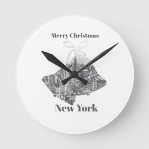Relógio Redondo Sino de Natal Alegre Nova York