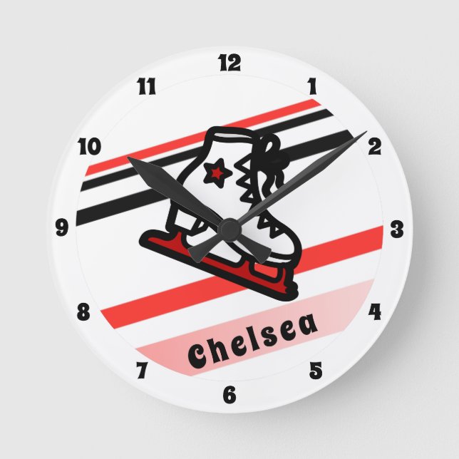 Relógio Redondo Skates Personalizados de Rapariga de Patinação na  (Frente)