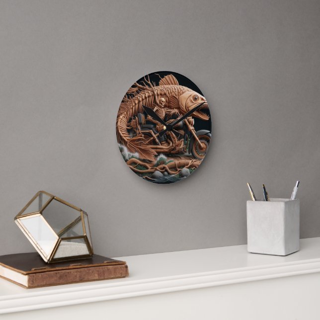 Relógio Redondo skeleton cavalgou sua bicicleta de helicóptero par (Escritório)