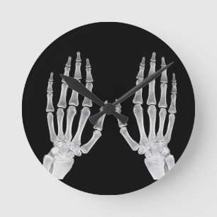 Relógio Redondo Skeleton Hands Xray Imagem da Anatomia Humana