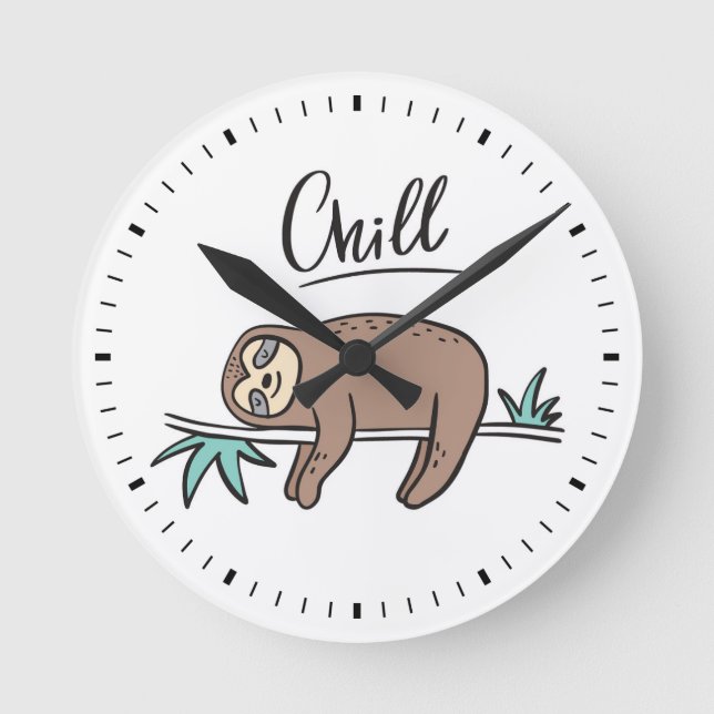 Relógio Redondo Sloth Says Chill (Frente)