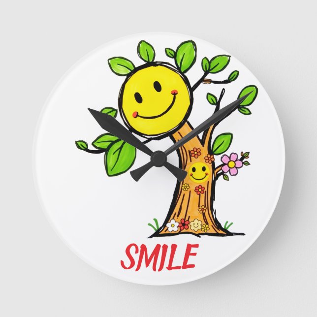 Relógio Redondo "Smile Tree" - Víblias Positivas (Frente)