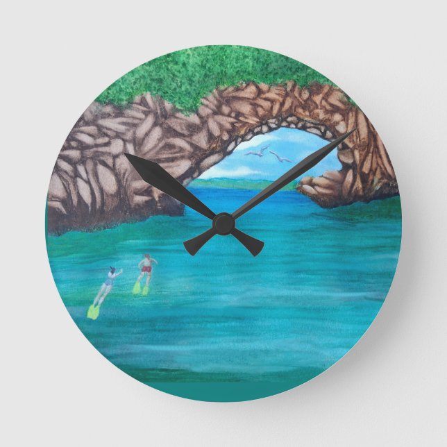 Relógio Redondo Snorkeling em Wonderland (Frente)